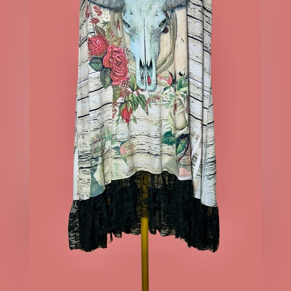 Liberty Wear Cowgirl Dress with Western Print, Sequins, & Lace Netted Hem Medium - Picture 10 of 15